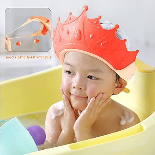 Shower Cap Shield for Kids, Visor Hat for Eye and Ear Protection for 0-9 Years Old Children, Cute Crown Shape Makes the Baby Bath More Fun (Pink)