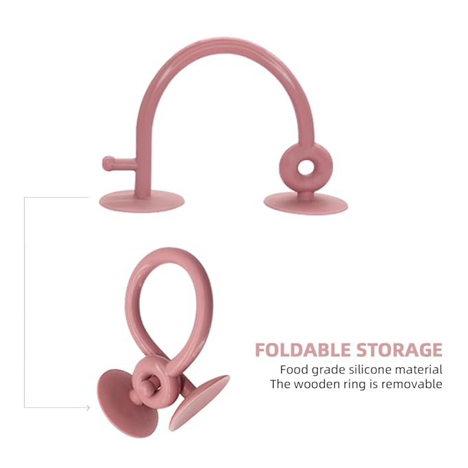 Baby High Chair Suction Toys Teething Chew - Silicone Apple Teething Relief Toys Silicone Teethers Table Toys, Food Grade Silicon for 6 12 18 Months(Beige)