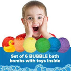 Kids Bath Bombs with Surprise Toys Inside (6 Pack) - Releases Color & Bubbles, Won’t Stain Tub, Moisturizing, Large Bubble Bomb, USA Made - Ideal Gift for Girls & Boys by Two Sisters
