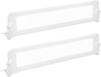 BABY JOY Double Sided Bed Rail Guard, 2 Pack, Extra Long, Swing Down for Convertible Crib, Folding Baby Safety Bedrail for Kids Twin Full Size Queen King Mattress, Rails for Toddlers (White, 71")