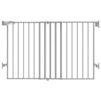 Babelio 31.5-55" No Bottom Bar Baby Gate Extra Wide, 2-in-1 Auto Close Dog Gate for The House, Stairs and Doorways, with Large Walk Thru Door, Grey