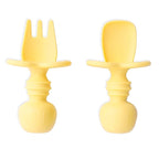 Bumkins Baby Utensils Set, Chewtensils Silicone Spoons for Dipping, Self-Feeding, Baby Led Weaning, Trainer Learning, First Stage Eating, Soft Practice Fork and Spoon, Babies 6 Months, Pineapple