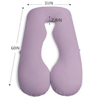Meiz U Shaped Sleeping, Cooling 60‘’ Maternity Pillow for Pregnant Women with Jersey Cover, Purple