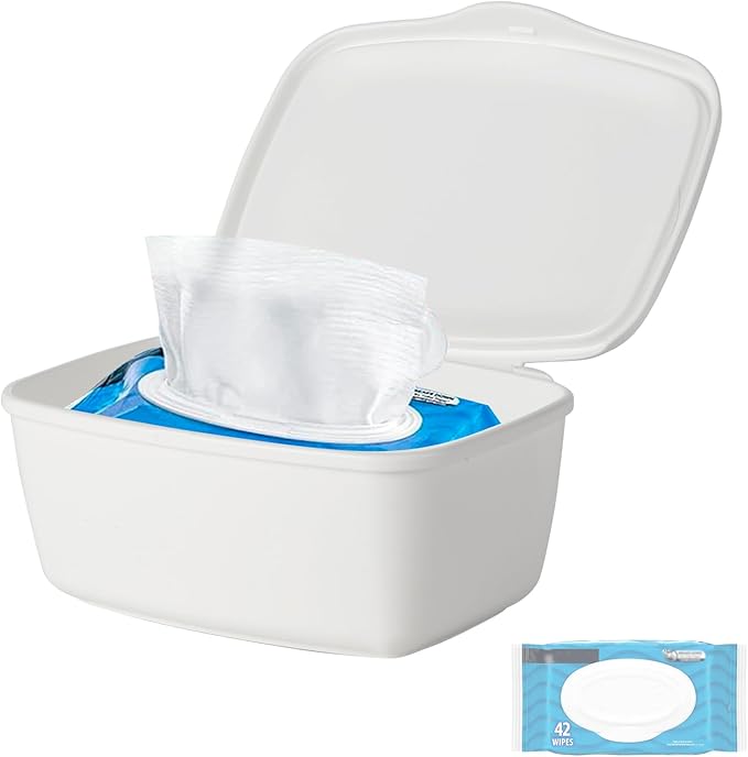 Wipes Dispenser Compatible with Cottonelle Flushable, Refillable Wet Wipes Container, Wipe Holder Keeps Wet Tissue Clean and Fresh, Non-Slip Wipe Case with Sealing Design Lid, for Home and Travel
