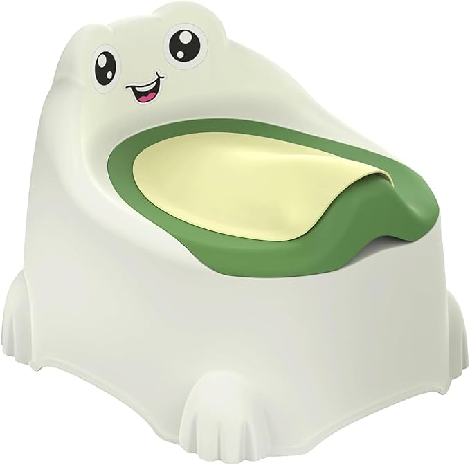 Potty Training Toilet Seat for Toddlers, Portable Travel Potty with Removable Bowl, Splash Guard, Frog Expression Sticker, Kids Potty for Boys Girls Ages 1-3 (Green)