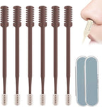 Nasal Hair Cutter, 2025 Upgraded 2 in 1 Nasal Hair Trimmer for Women Men, Manual 360° Rotating Nose Hair Remover Tool with Ear Digger Travel Essentials (Coffee, 6 Pcs)