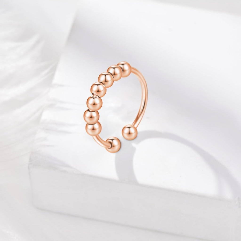 INFUSEU Funny Spinner Fidget Rings for Women Girls Anti Anxiety Stress Worry, Adjustable Size