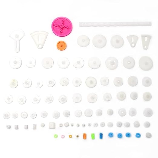 Fielect 85Pcs Plastic Gear Kit DC Motor Gears Kit DIY Gear Assortment Accessories Set for Motor Robot Various Gear Axle Belt Bushings