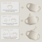 Moonkie Silicone Baby Sippy Cups | 3 Stages Training Cup Straw Cup for Infants Toddlers and Kid | 4 oz 2Pack