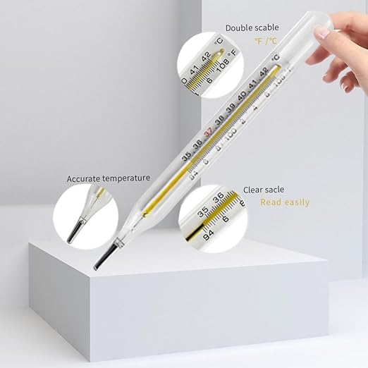 ℃&℉ Clinical Glass Thermometer for Underarm 2PCS - Classic Non Digital Thermometer for Adults - Accurate Easy Reading by AiBi TECH