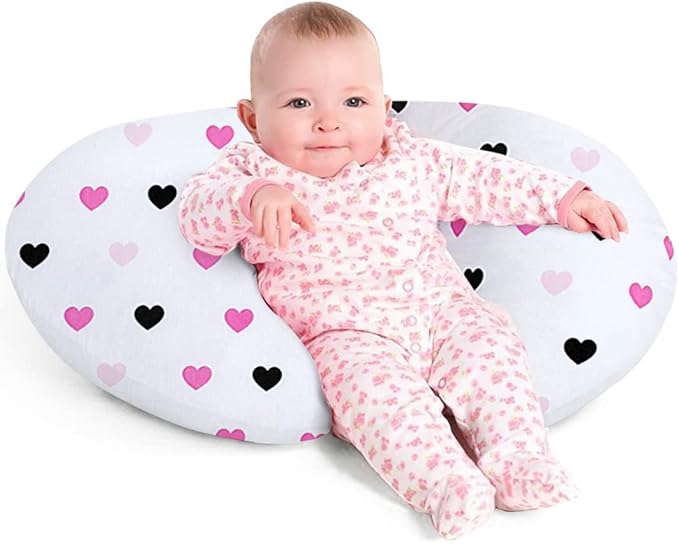 Nursing Pillow, Breast Feeding Pillows for Mom, Rose Red Hearts Soft Cover with Breathable Filling, Feeding Support Pillow for 0-12 Months, Multifunctional Support Cushion for Travel (Sweet Hearts)