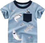 Boys' 4-Pack Excavator Short Sleeve Crewneck T-Shirts Top Tee Size 2-7 Years Toddler Boys' Value Pack Cotton T-Shirt