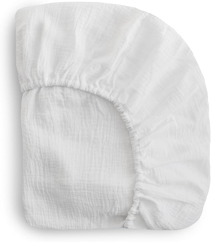 mushie Extra Soft Muslin Fitted MINI Crib Sheet | 24"x 38" (White)