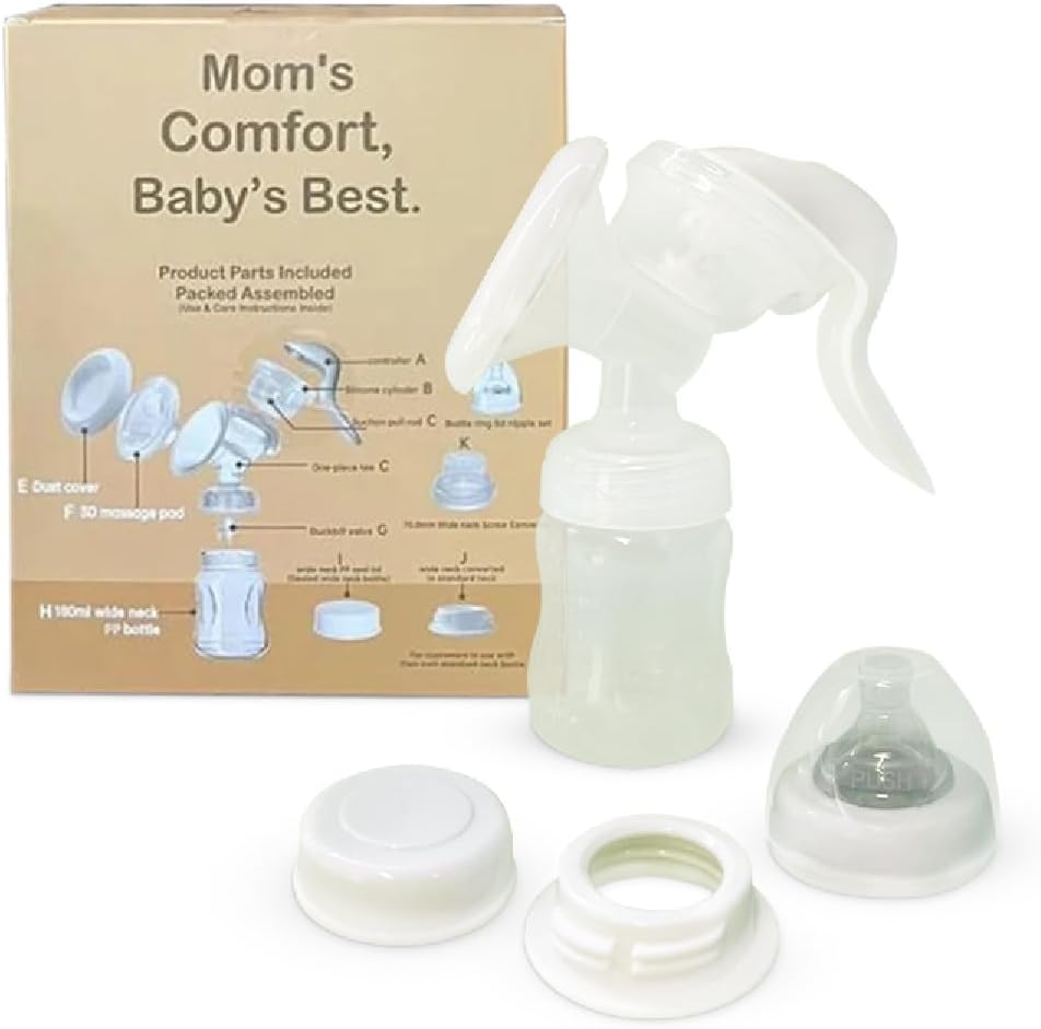 Manual Breast Pump – BPA Free - Portable & Silent Milk Extractor, Easy to Clean, Comfort Flange, Breastfeeding Essentials, Gift Set