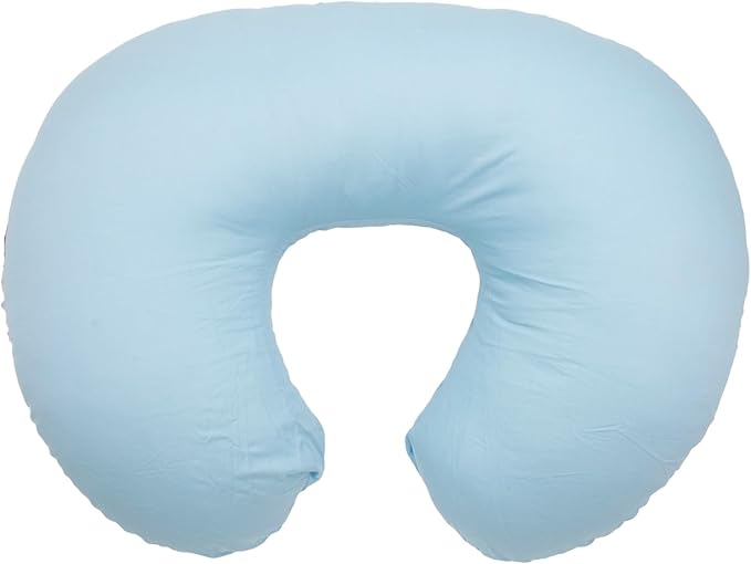 LAT Nursing Pillow for Breastfeeding,100% Cotton Removable Cover,Ergonomic Breast Feeding Pillows for Mom and Baby,Machine Washable(Baby Blue)