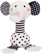 D-KINGCHY Baby Toys 0-12 Months, Black and White Newborn Toys, Soft Plush Rattle Stuffed Animal Toy with Teether and Sound, Developmental Hand Grip Toys (Elephant)