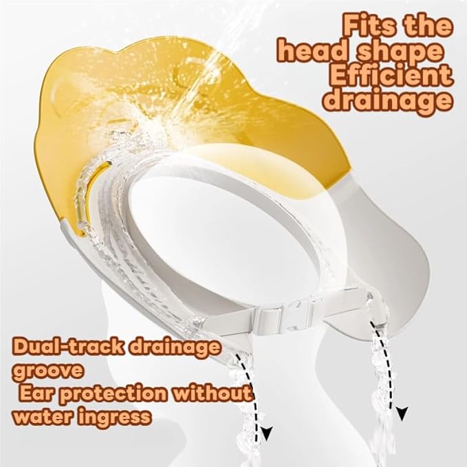 Baby Shower Cap - Waterproof Bath Visor for Toddlers 1-3 Years, Extra Soft Silicone Hair Washing Hat for Kids, Keep Water Out of Eyes(Animal Design) (Yellow)