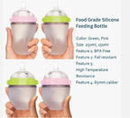 Baby Bottles (2 Pack) 8oz Nurture Nest Anti Colic Bottles with Easy to Hold Handles and Soothing Green Trim