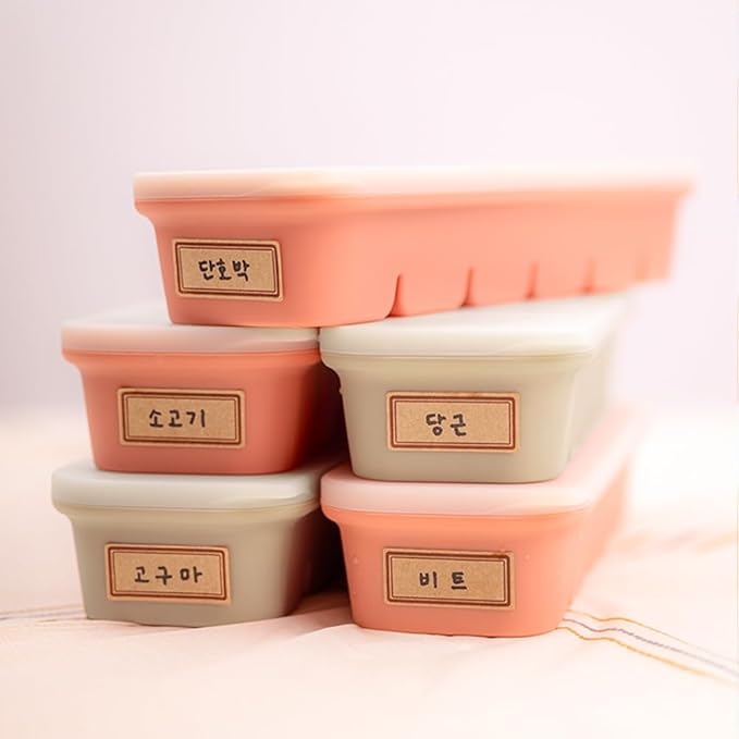 Silicone Freezer Tray, Made in Korea, Meal Prep, Freeze Food Storage Cubes Trays with Lids for Purees, Soups, Solid Food Fruit Vegitable Brastmilk, Easy and Safe (Rose, 2 Pack - 6 Cube)