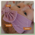 Parker Baby Cable Knit Nylon Headbands 5 Pack | Soft, Stretchy & Comfortable Bows for Girls | Adjustable, Soft to Touch & Knotted Headbands for Baby Girls | Baby Headwraps for Girls | Multiple Colors