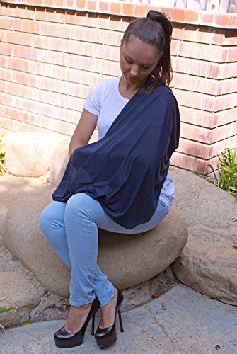 LK Baby Infinity Nursing Scarf Breastfeeding Cover Ultra Soft Premium Jersey Polyester- 100% AZO free and Safe for Baby (Navy Blue)