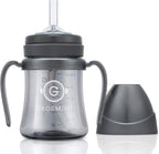 GROSMIMI Spill Proof no Spill Magic Sippy Cup with Straw with Handle for Baby and Toddlers, Customizable, PPSU, BPA Free 6 oz (Charcoal)