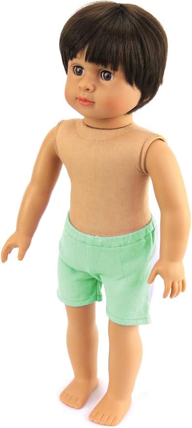 American Fashion World 18-Inch 'Mason' Vinyl Posable Boy Doll with Short Brunette Hair | Undressed Doll | Premium Quality & Design