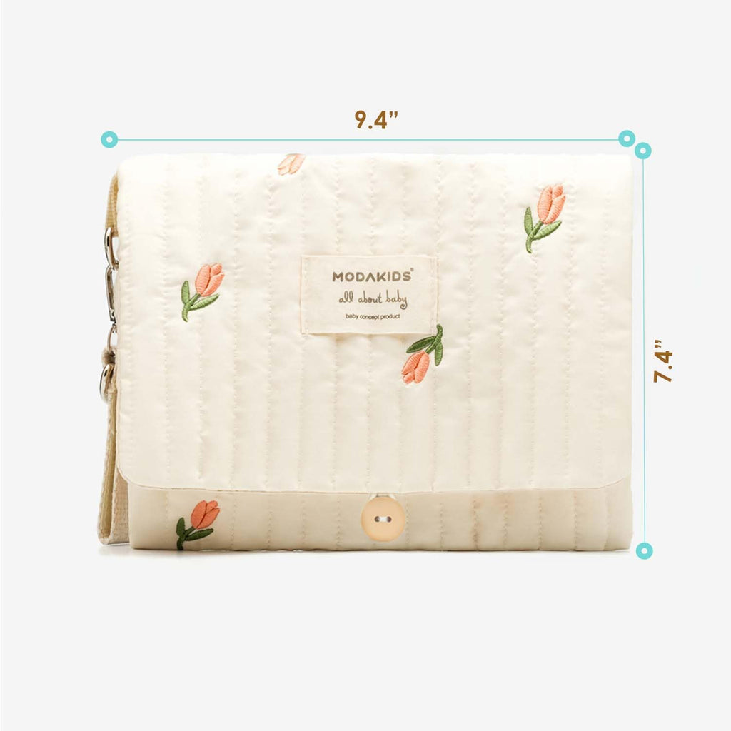 Baby Bag Organizer, Waterproof Mini Diaper, Foldable Mom Travel Set, Diaper Bag Organizer, with Gift for Baby Shower (Flower)