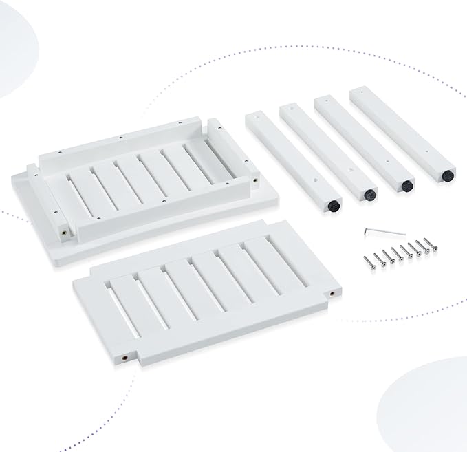 Psilvam Poly Lumber Shower Bench, Shower Stool with Storage Shelf, Shower Benches for Inside Shower Water Resistant & Non-Slip Design Shower Chair Seat for Bathroom, Living Room (White)