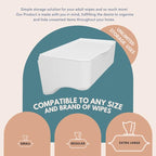 Storage Theory Bathroom Wipes Holder Dispenser with Shelf – Restroom Organizer & Wipe Holder for Bathroom – Tool Free Wall Mounted Baby Wipe Holder White, 1 Pack