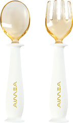 Toddler Forks and Spoons Set with travel case, Kids utensils for self-feeding bendable handle,Safe silicone Children Spoon and Fork,Toddler utensils,Silicone Grip and PPSU Head, Aged 6M+