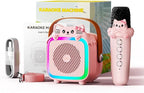 Karaoke Machine with 2 Wireless Microphones for Kids Adults,Portable Bluetooth Speaker Girls Toddlers Toy Gift for Aged 3-12 Year Birthday Parties Christmas Party - Pink