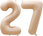 GOER Number 27 Balloons for 27th Birthday Party Decorations,42 Inch Jumbo Foil Helium 72 Balloons for 72nd Birthday Party Decoration (Caramel)