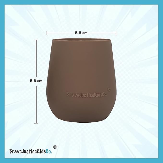 | Teenie Tiny™ Silicone Developmental Baby-Led Weaning Drinking Cups (2 pack) (Warm Taupe)