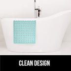 GORILLA GRIP Patented Bath Tub Shower Mat, Machine Washable Bathtub Floor Liner Mats, Suction Cups and Drain Holes to Keep Tubs Clean, Soft on Feet, Bathroom Essentials, 35x16 Inch, Clear Green
