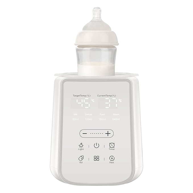 Baby Bottle Warmer for Breast Milk with Timer & Night Light, 11-in-1 Milk Warmer for Baby Bottles, 48H Keep Warm, BPA-Free Fast Heating with Adjustable Temperature for Glass/PPSU Bottles