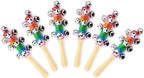 6Pcs Wooden Jingle Hand Bells,Rainbow Handle Wooden Bells Jingle Stick Shaker Rattle Baby Kids Children Musical Toys