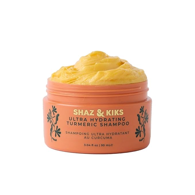 SHAZ & KIKS Ultra Hydrating Turmeric Shampoo | Sulfate-Free Shampoo for Dry, Itchy, Flaky Scalp | Deliver Deep Hydration with Turmeric & Kokum Butter, Travel Size