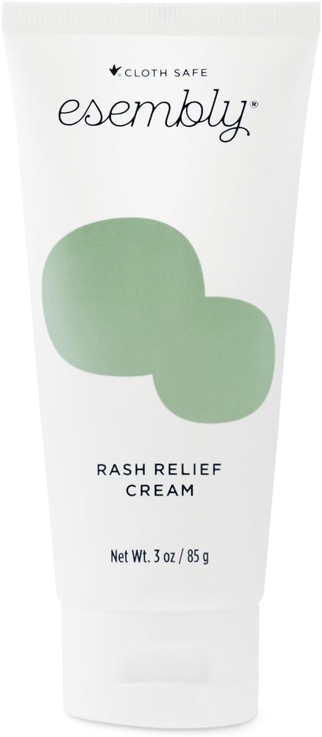 Esembly Rash Relief Cream, Organic and Cloth Friendly Zinc Oxide Barrier Cream, Soothes and Heals Diaper Rash, Natural Aid for Baby Bottom Discomfort, 3oz