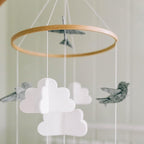 Sorrel + Fern Baby Crib Mobile (Birds in The Clouds, Short Version) - Unique and Minimalist Design for Boys & Girls
