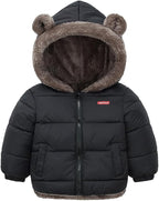 Infant Baby Winter Coat Bear Hooded Jacket Warm Fleece Snowsuit Windproof Outerwear for Toddler Boy Girl 9M-4T
