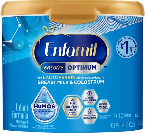 Enfamil Optimum (Enspire), Our Closest Formula to Breast Milk, Immune-Supporting Lactoferrin and Brain-Supporting DHA Baby Formula, Powder 20.5 Oz Tub (Pack of 3)