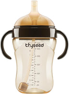 thyseed PPSU Weighted Straw Cup with Handles Toddlers Transition Bottles to Sippy Cups No Spill Learner Milk Water Baby Bottle Soft Silicone Spout Dishwasher Safe BPA Free 6+ Months 10oz/300mL 1 Pack