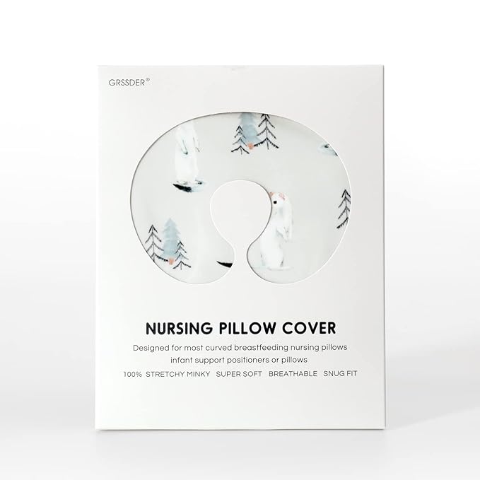 GRSSDER Nursing Pillow Cover Stretchy Minky Removable Nursing Covers for Breastfeeding Pillows, Ultra Soft Comfortable Slipcover for Boy and Girls, Cute Wild Forest Mongooses Pattern