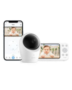 eufy Baby Monitor E20, 2K Resolution, 5'' 720p Display, Hybrid Connection, Wi-Fi & No Wi-Fi Control, Pan-Tilt, 4× Zoom, Night Vision, Built-in Battery Camera, ANR, Smart Alerts, 24/7 Recording