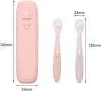 Silicone Baby Spoons for Baby Led Weaning, Spoons with Storage Box，Feeding Spoons for First Stage Baby Dishwasher Safe (pink)