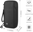 Passport Holder Family RFID Blocking Passport Wallet, RFID Travel Document Organizer for Women Waterproof Passport Wallet, Men Portable Case for Cards Credit Cards with Lanyard (Black-Medium)