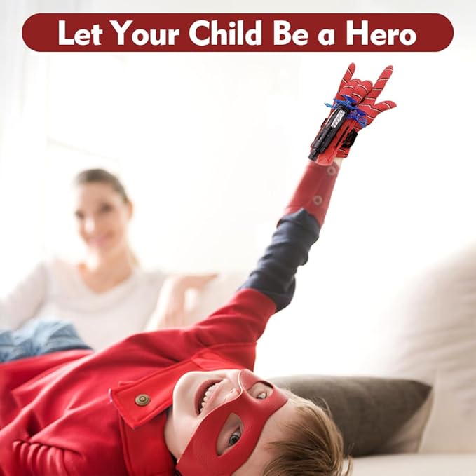 Spider Web Shooters with Gloves, Superheroes Wrist Launcher Toy, Funny Children Educational Toys, Party Cosplay Gift for Kids