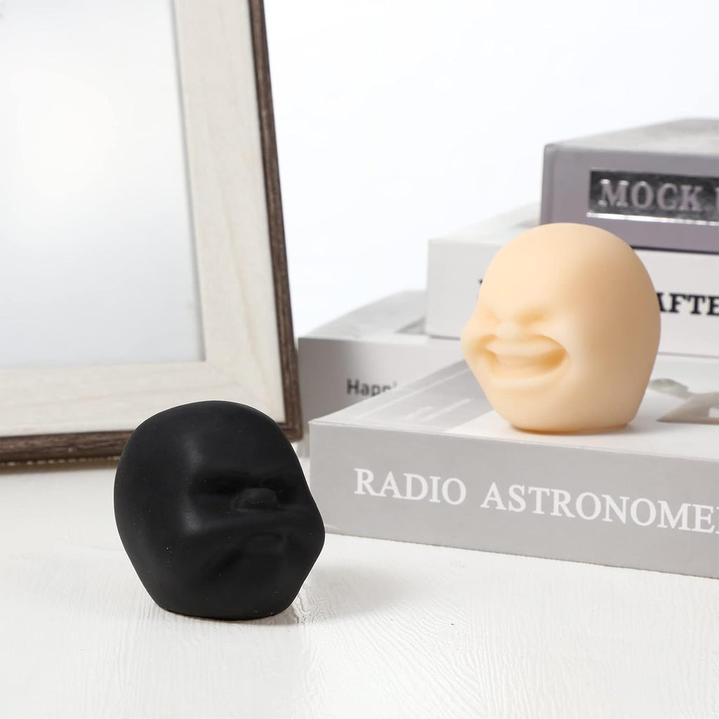 2 Pcs Funny Human Face Emotion Balls Fidget Sensory Toy Stress Relief Squeeze Ball Black Sulkiness and White Happy Decompression Anxiety Relief Toy for Adult Teen Christmas Stocking Filling Favor