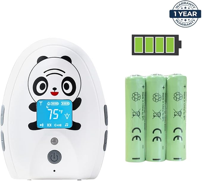 Audio Baby Monitor TimeFlys Twin Mustang Panda,Talk Back Intercom,Long Range up to 1000 ft,Temperature Monitoring and Warning,Lullabies,Rechargeable,Vibration,LCD Display,Night Light